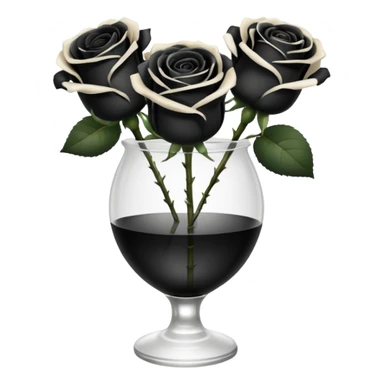 Black and ivory roses in transparent vase sticker