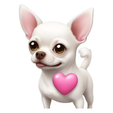 Fat white chihuahua with a pink heart beside it sticker