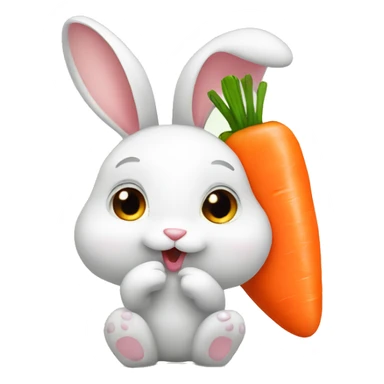 Cute bunny eating carrot sticker