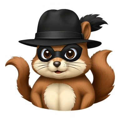 A squirrel wearing a black mask and black hat like Zorro sticker