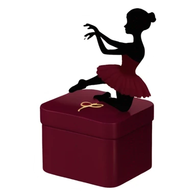 burgundy music box with a silhouette of a ballerina sticker