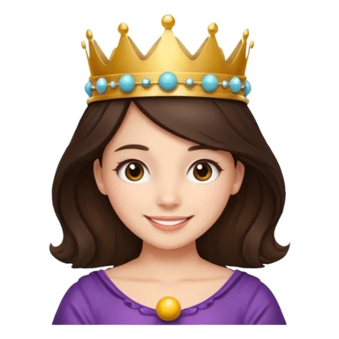 A brunette hair girl with a ball's crown smiling gently. sticker