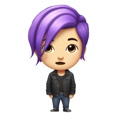 A cute chibi human character with purple octopus cut hair and frowning cutely sticker