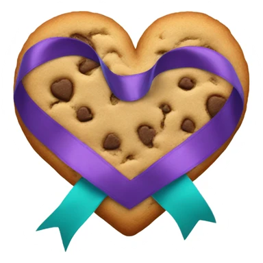 Cookie heart with teal purple support ribbon loop sticker