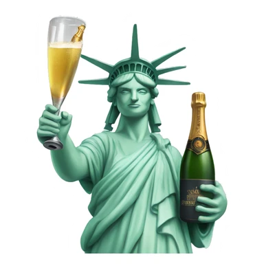 statue of liberty holding a champagne flute instead of a torch sticker