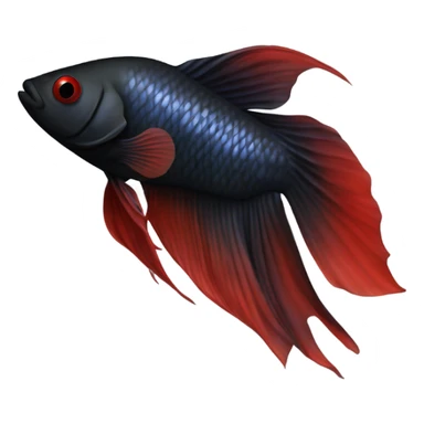 Fully Black with tiny red lines betta fish short fins sticker