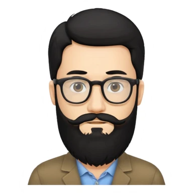 hombre con cabello negro largo barba y lentes sticker