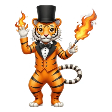 tiger  vintage-circus-performer-spitting-fire full body sticker