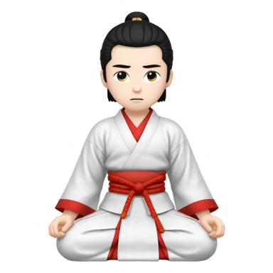 kneeling samurai in all white kimono sticker