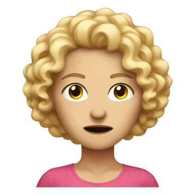Curly blond hair woman. Super angry face sticker