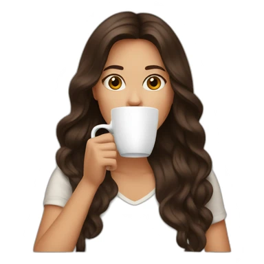 brunette drinking coffee sticker