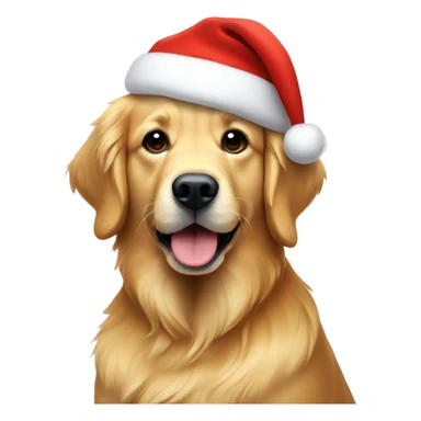 Golden retriever wearing a Santa hat sticker