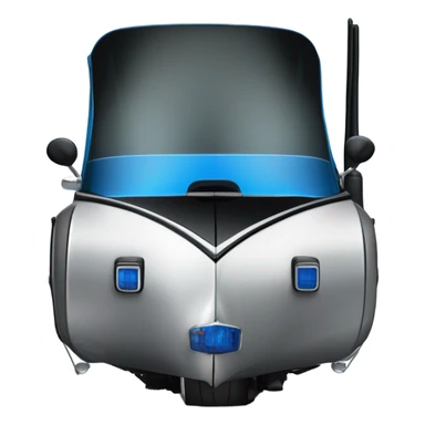 angled front view of a harley davidson electra glide ultra classic with big blue pearl and vivid black two color paint scheme with tall recurve windshield, a radio antenna and a citizen's band radio antenna and an older white man with a do-rag sitting on the front seat. sticker