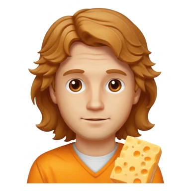 white guy with light brown wavy hair cheddar cheese sticker