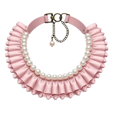 Pastel-baby-rose-pearl-pink Lolita-styled aesthetic cute kawaii choker-collar-necklace with white frills sticker