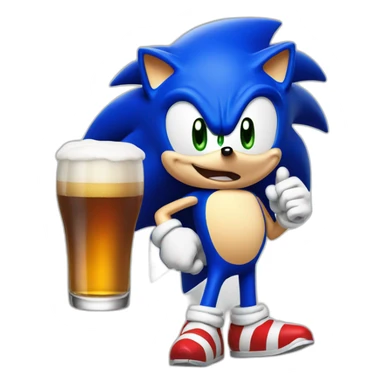Sonic the hedgehog drink beer sticker