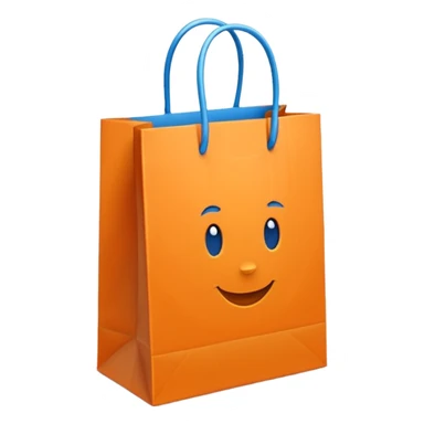 orange gift bag with thick blue handles sticker
