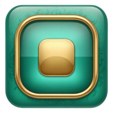 Jade and gold style rounded square icon button sticker