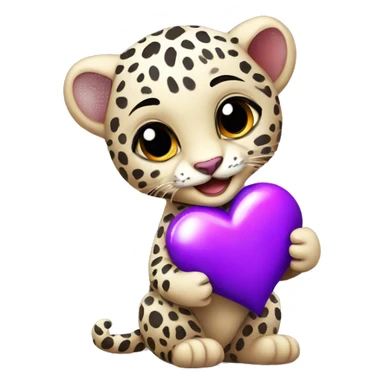 Baby leopard holding a purple heart  sticker