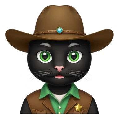 combine the cowboy empjis with a bclack cat emoji and make it have a black thick moustache sticker