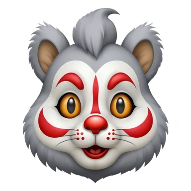 a squirrel dressed as a sad clown with a scar down one eye sticker