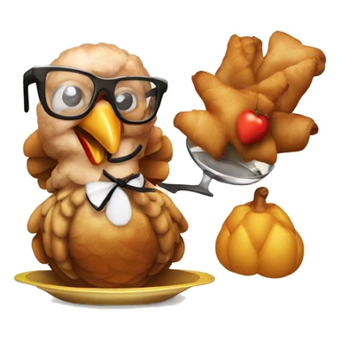 Cooked turkey with glasses  sticker