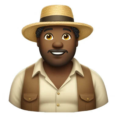 Fat Black guy with curly hair and straw hat sticker