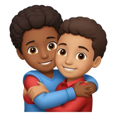 black little girl and hispanic little boy couple hugging sticker