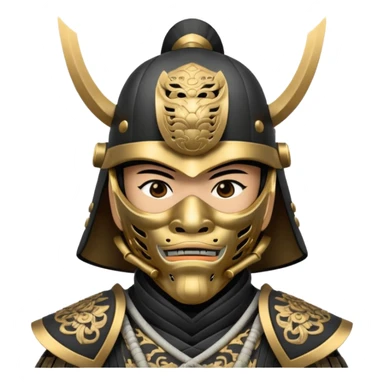 Samurai with helmet and a detailed mask covering their mouth sticker