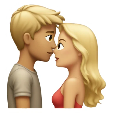 blonde boy and tan girl kissing  sticker