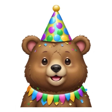 Partying bear cub with confetti  sticker