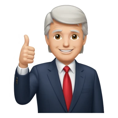 Donald trum smiling in a suit with his thumbs up sticker