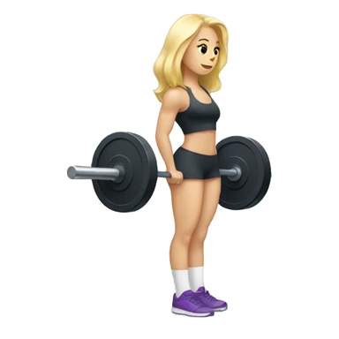 Blonde girl doing squats with barbell sticker