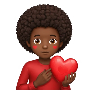 I want a black boy with chocolate skin and a small messy afro holding a heart close to his chest as if to present it to someone he loves. sticker