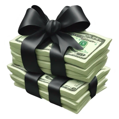 stack of cash with black bow sticker