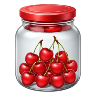 Realistic glass jar with silver metallic lid filled with maraschino cherries inside of it. sticker