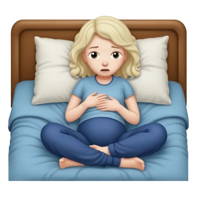 sad girl with period cramps sticker