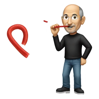 Steve Jobs eating a twizzler sticker