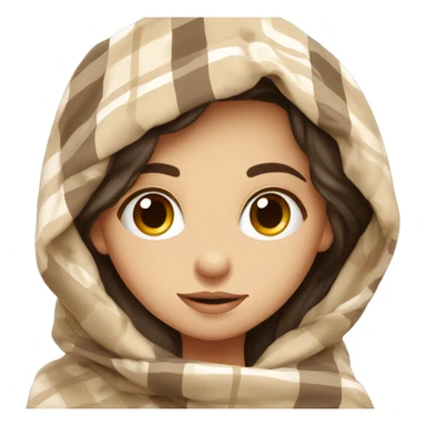 Beige clean girl folded plaid blanket brunette  sticker