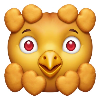 Face emoji with heart shaped chicken nuggets as eyes sticker