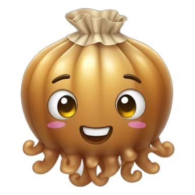 Baby brown cute jellyfish money bags in the background  sticker