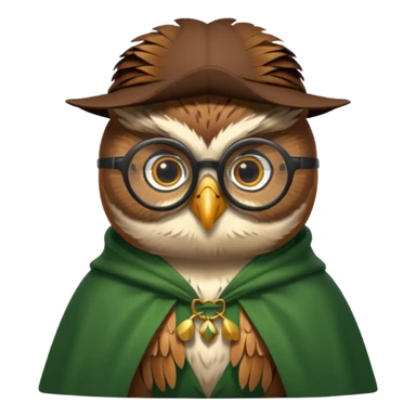 owl professor in green cloak  sticker