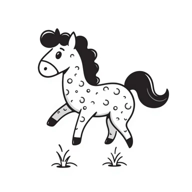 A whimsical horse made of interconnected bubbles and water splashes, looking playful sticker