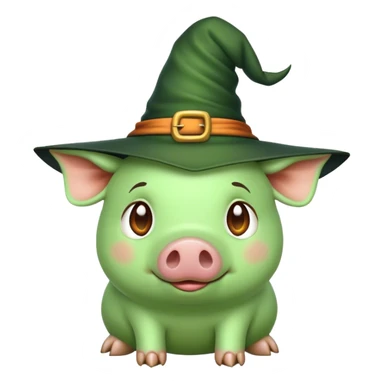Green pig in the desert wearing a witches hat  sticker