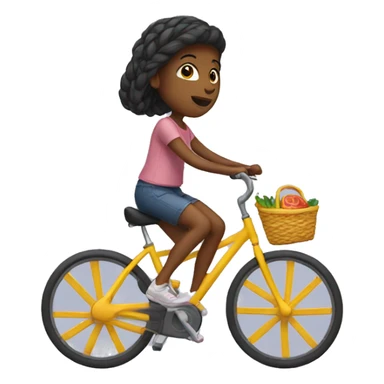 Girl riding on a bike to a shop sticker