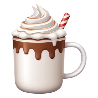white mug of hot chocolate with marshmallows and whipped cream sticker