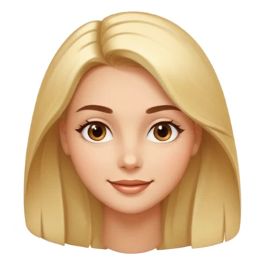 Create a 3D emoji in iOS emoji aesthetic style of a beautiful woman. She has smooth skin, shiny hair, soft facial features, and a gentle warm smile. Lighting is bright and balanced, with clean white background and soft shadows. The design should look expressive, glossy like real iPhone emojis

 sticker
