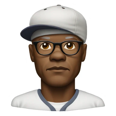bald samuel l jackson serious wearing shirt and Kangol sticker
