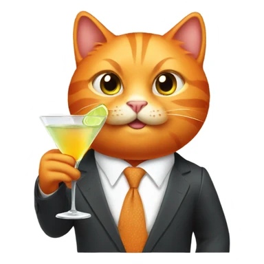orange cat wearing a suit drinking a martini  sticker