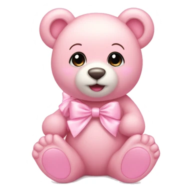 Baby pink bear with light pink bows sticker